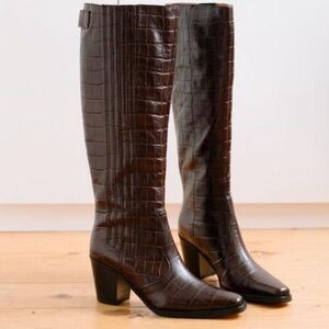 Ganni Croc high knee boots